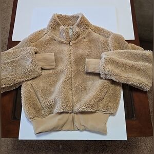 ALO YOGA Womens Foxy Sherpa Teddy Jacket Size S Beige/Camel